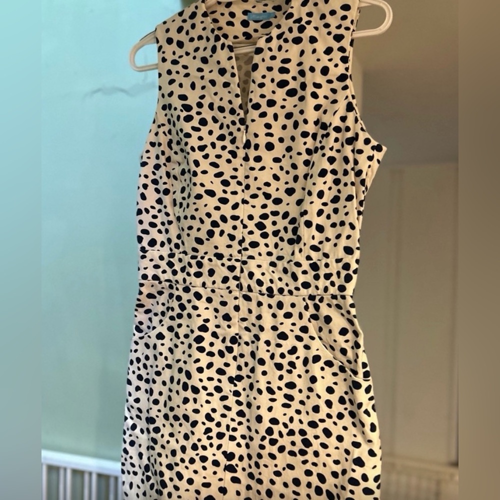 J. McLaughlin Dark Blue and White Sleeveless Polka Dot Mini Dress